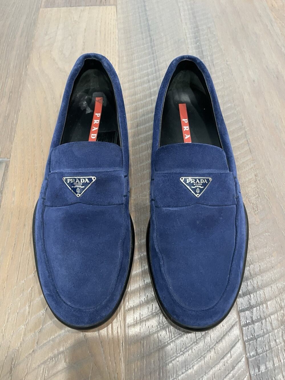 Prada Blue Suede Driver Loafers Shoes Moccasin Size 36 Unisex